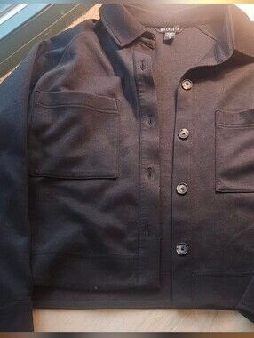 Athleta Black Button-Front Utility Jacket